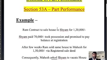 Doctrine of Part performance | S 53A of TPA #ivlegal #law #lawstudent #transferofpropertyact