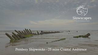 Rising Tide Over Cefn Sidan Shipwrecks | 25 Min Slow TV & Gentle Sea Waves