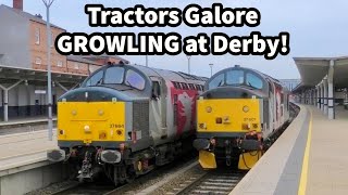 Class 37 TRACTORS Galore & GROWLING at Derby  Including LOCO CONVOY..!