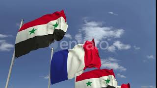 Flags of Syria and France Against Blue Sky | Motion Graphics - Envato elements