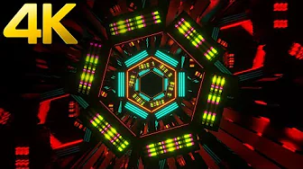 4K OLED Hexagon Neon Tunnel metallic Color TV Screensaver Saver VJ loop Background (no sound)
