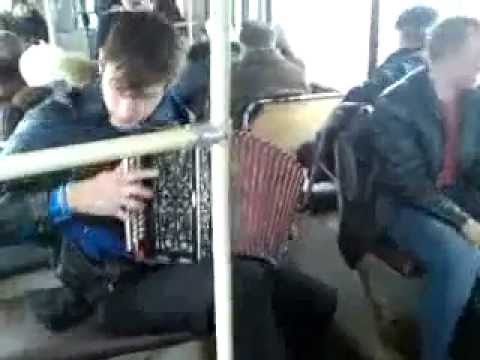 Гармонист отжигает в троллейбусе