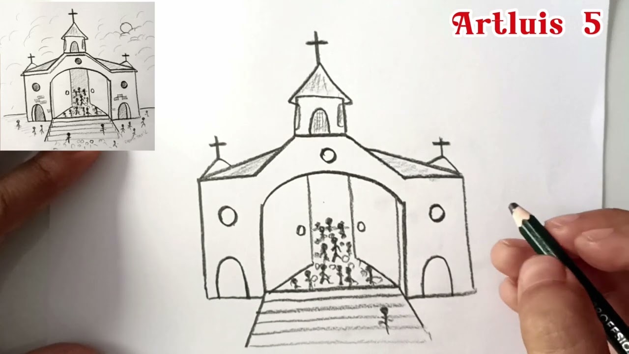 How to Draw a Church, Step by Step, Buildings, Landmarks & Places, FREE  Online Drawing Tutorial, Added by Dawn, April 18, 2011,… | Easy drawings,  Church art, Church