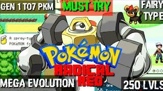 New gba rom hack /Pokemon Radical red /fairy type /mega evolution /more than 100 + features