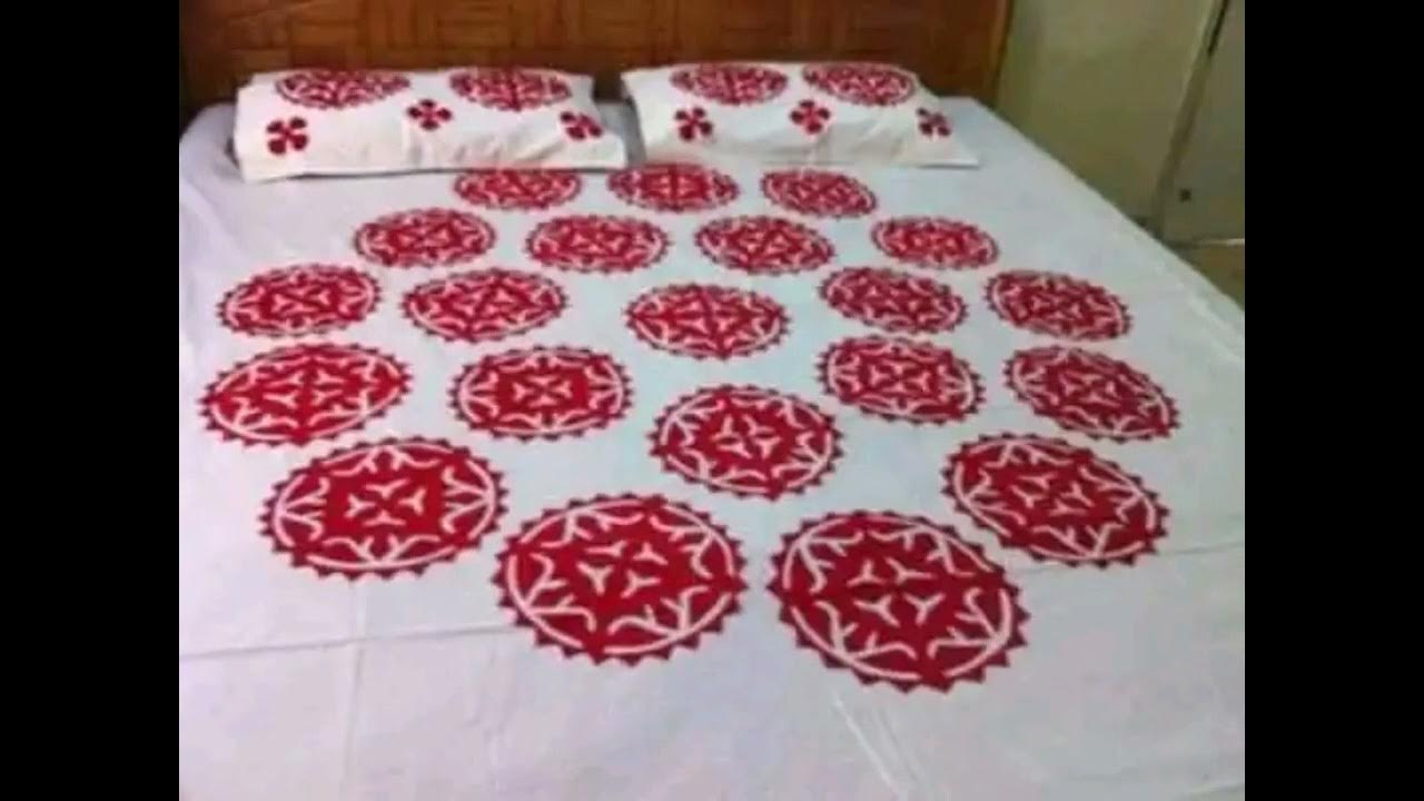 bed sheet beutiful aplic design YouTube