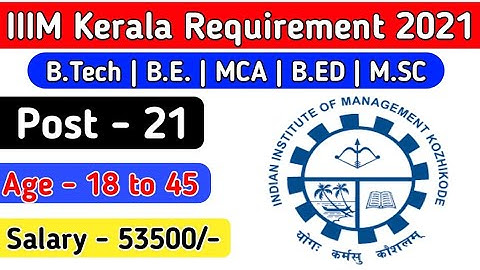 IIITM Kerala Offical Notification Out 202 || Application || Eligibility || Exam Pattern || Syllabus