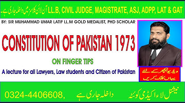 CONSTITUTION OF PAKISTAN 1973 ON FINGER TIPS