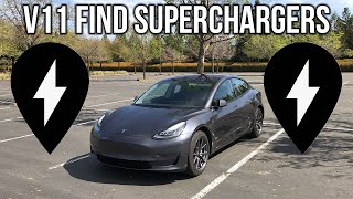 How To Navigate/Find Superchargers On Software V11 For Tesla Model 3 or Y Tutorial