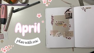 April reading journal plan with me | vintage cherry blossoms theme