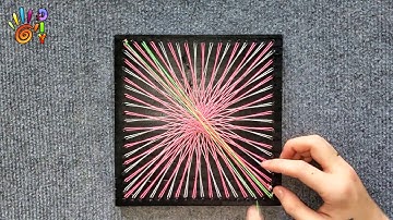 Ý TƯỞNG LÀM TRANH #38 | LÀM TRANH CHỈ ĐINH HÌNH VUÔNG ĐƠN GIẢN HỌA TIẾT ĐỘC ĐÁO