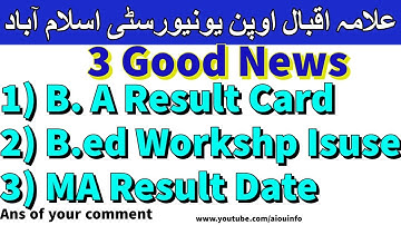 BA result card MA result and B.ed workshop issue will solve New updates | AIOU INFO
