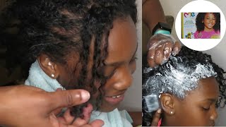Texturizing My Daughter’s Hair Using Just For Me | No More Crying!
