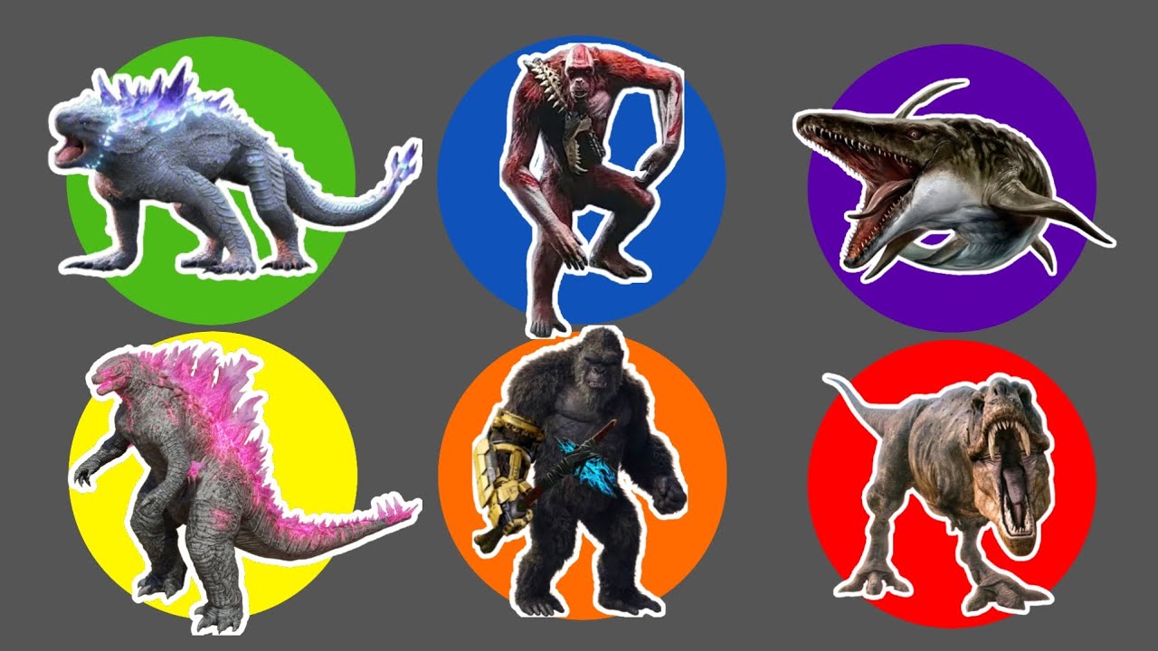 The MONSTER Godzilla, Kingkong, Scar King, Shimo, Jurassicworld Spinosaurus, Tyranosaurus Rex, T-rex