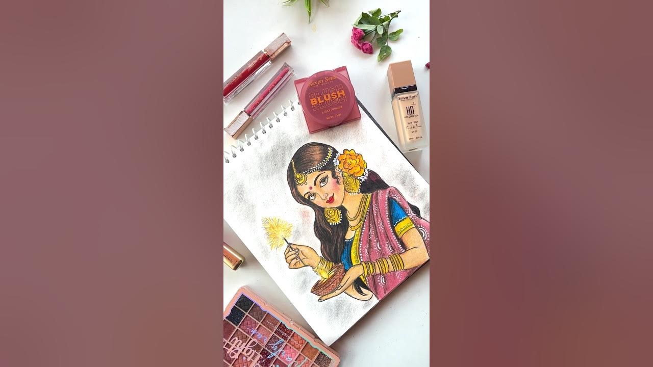 Diwali Drawing 💕❤️#art #diwali #diwalispecial #shorts #diwali2025 #trending #drawing