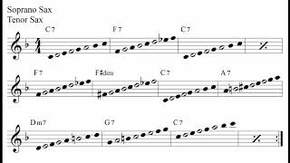 Video voorbeeld van "Medium Blues Backing Track in Bb for Soprano Tenor Sax, Trumpet, Clarinet... - 110 BPM"
