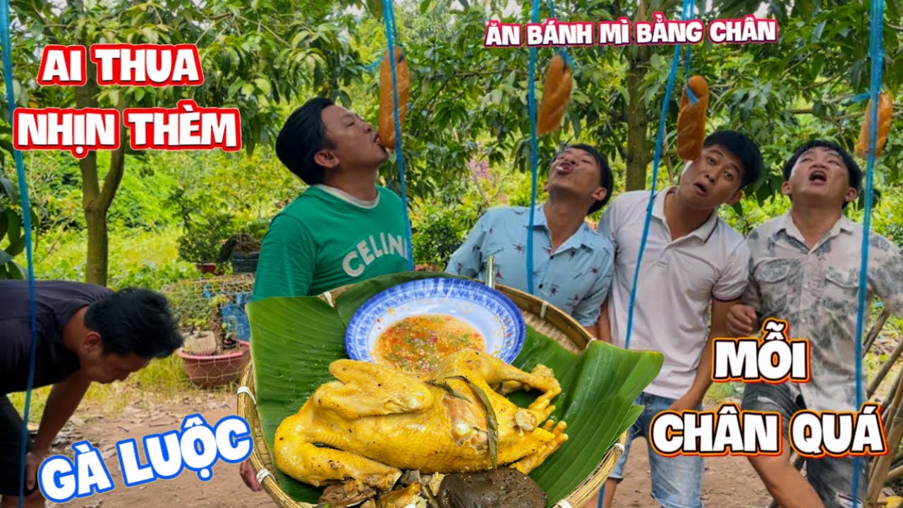 Trò chơi dùng chân ăn bánh mì ai còn ít nhất sẽ chiến thắng thua nhịn thèm| HoàiPhong TV