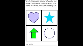 [Math] Which shape does not belong? Justify your answer below: Make sure you mention the shape Wealth