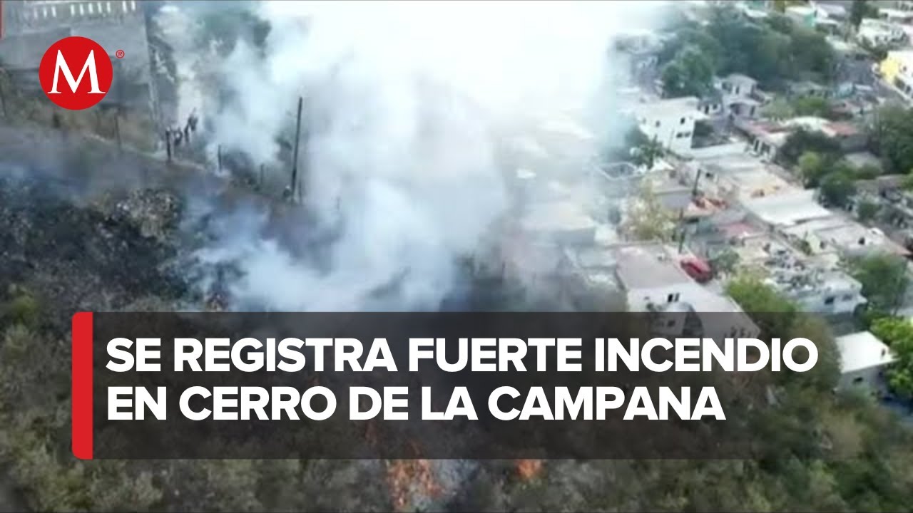 Desalojan viviendas tras incendio en el cerro de La Campana en Monterrey
