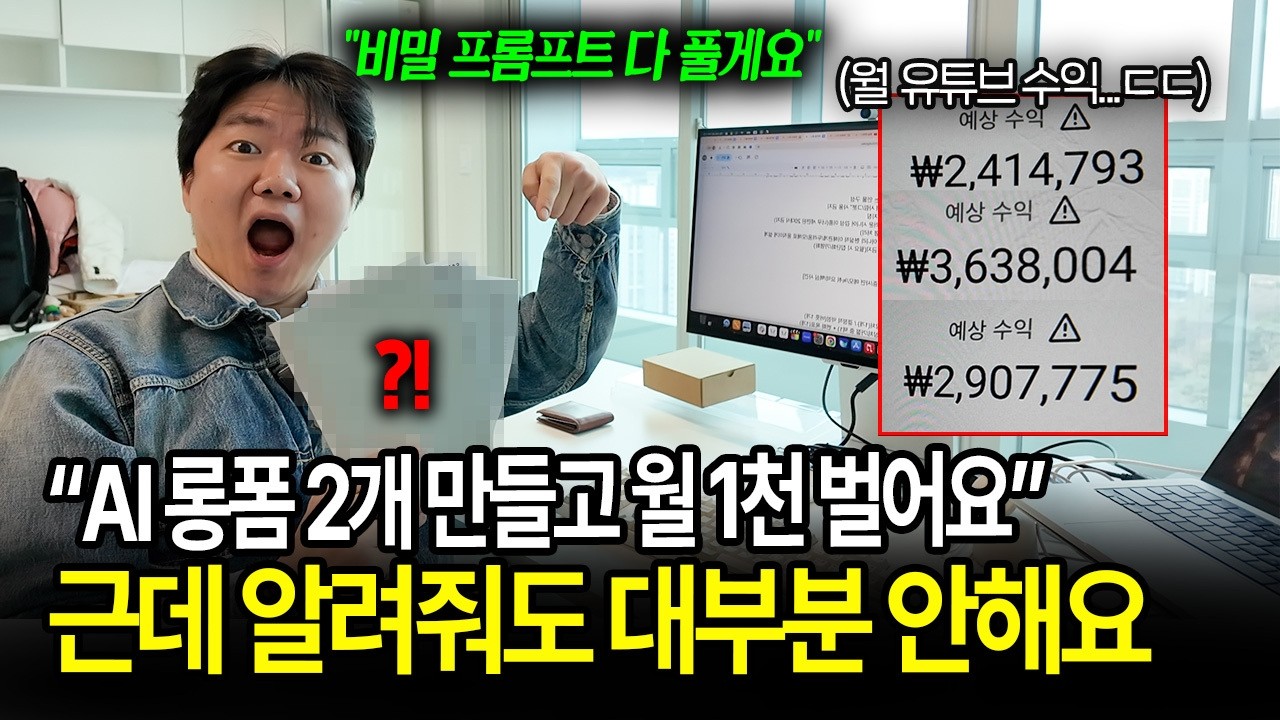 대박 프롬프트 하나로, AI 롱폼 유튜브 시작해 월 6천만원 버는 30대 남자