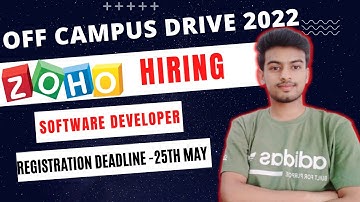 Zoho Hiring Software Developer | Recruitment | Latest off campus drive 2022 | Fresher Jobs | watch