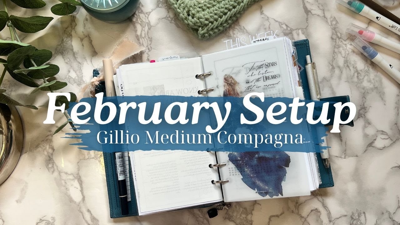 February Personal Rings Planner Setup | Gillio Medium Compagna Yale Blue