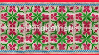 ভরাট আসন সেলাই। cross stitch handembroidary on jute mat. woolen sitting mat design.