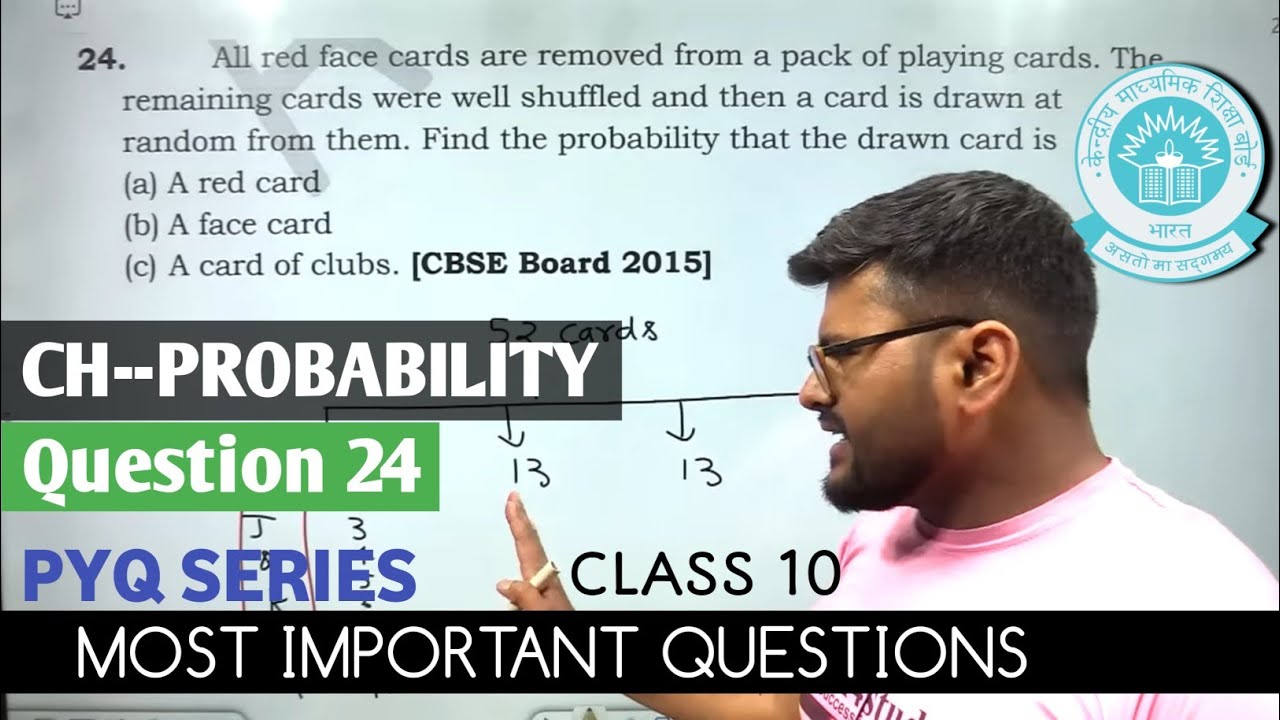 24. All red face cards are removed from a pack of playing cards. The remaining cards were well shuf