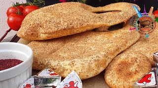 الكعك العصروني اللبناني منفوخ بانجح طريقة مع زعتر سمّاق لبنة وخضرة Lebanese Kaak bread