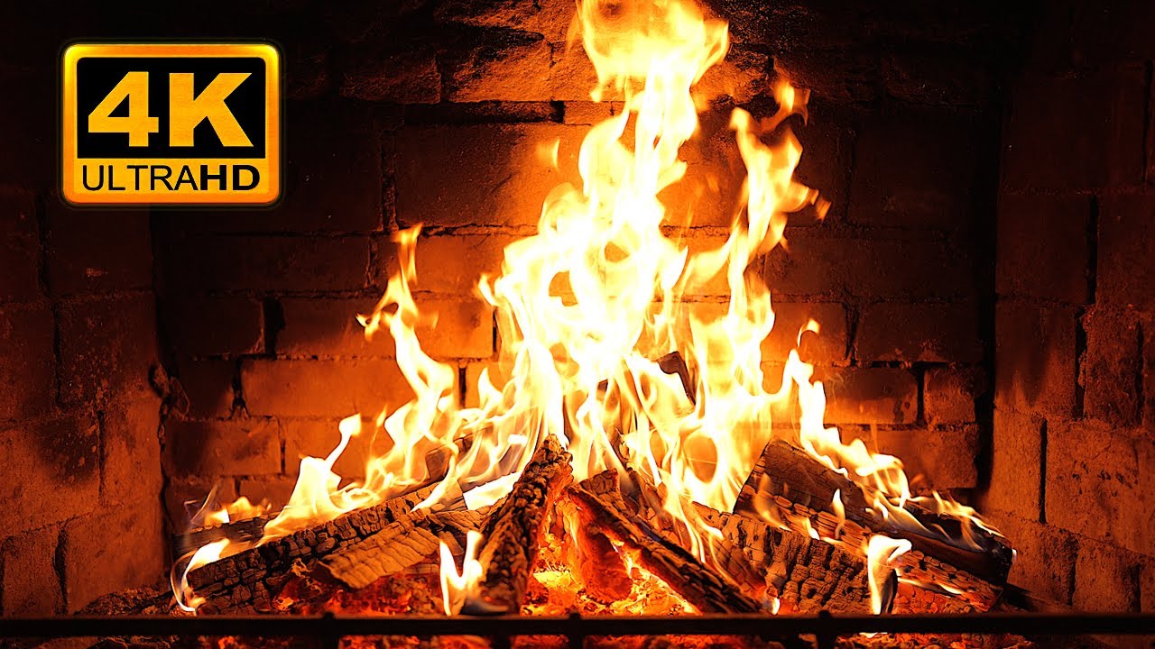 Cozy Fireplace 4K (12 HOURS). Fireplace with Crackling Fire Sounds ...