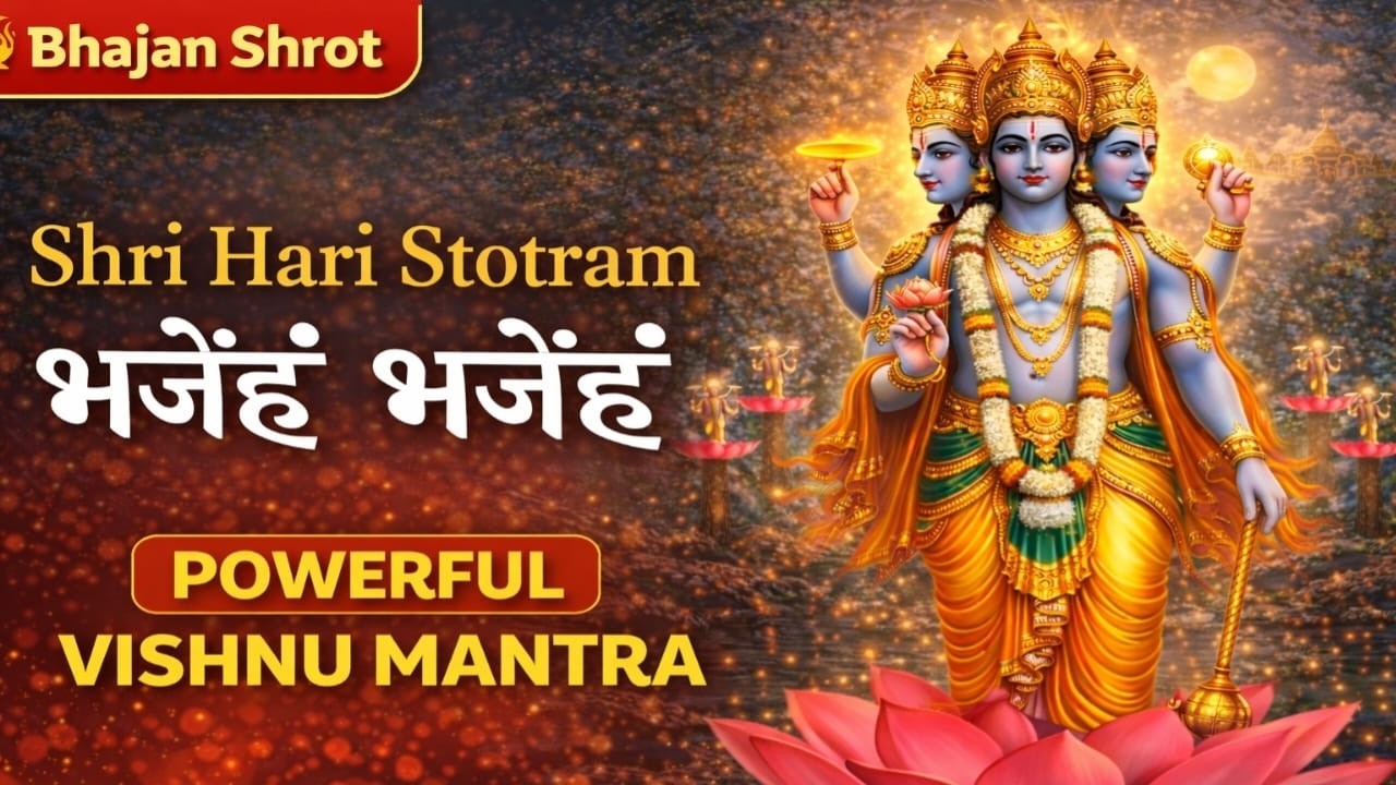 Shri Hari Stotram | Vishnu Stotra | भजेऽहं भजेऽहं | Powerful Vishnu Mantra with Lyric | Bhajan Shrot