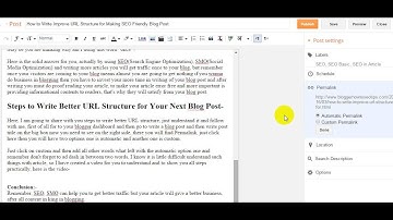 How to Write URL Strucutre of Blog Post in Blogger Name as Permalink