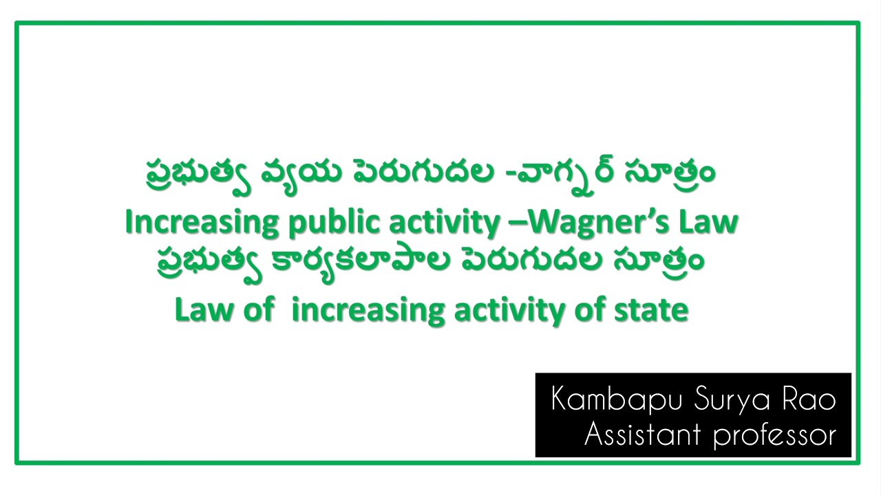 Increasing public activity-Wagner's Law | Law of Increasing activity of state