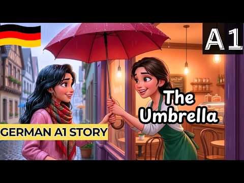 Learn German A1 Story | Der Regenschirm im Café ☔ | Easy German Story for Beginners