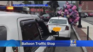Framingham Police Pull Over Driver With Windshield Blocked By Balloons