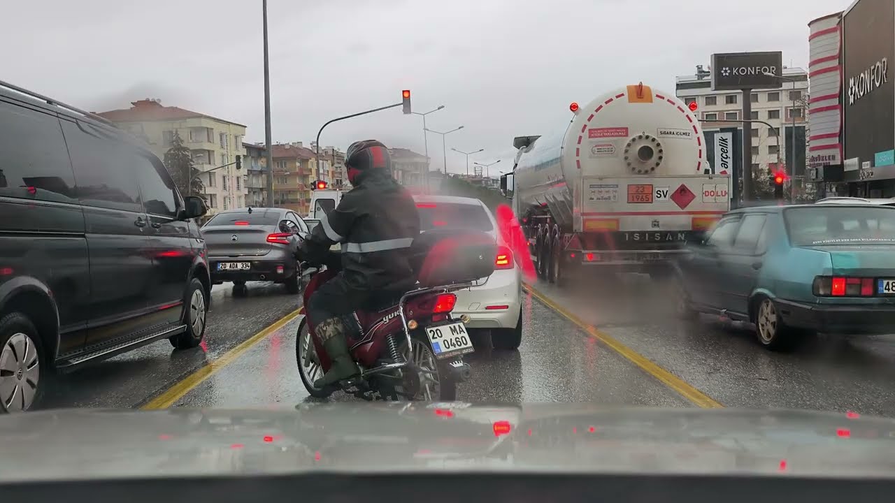 Denizli Pamukkale Tıp Fakültesi''den Nazilli'ye Yağmurlu Havada Yolculuk Yol Videsu