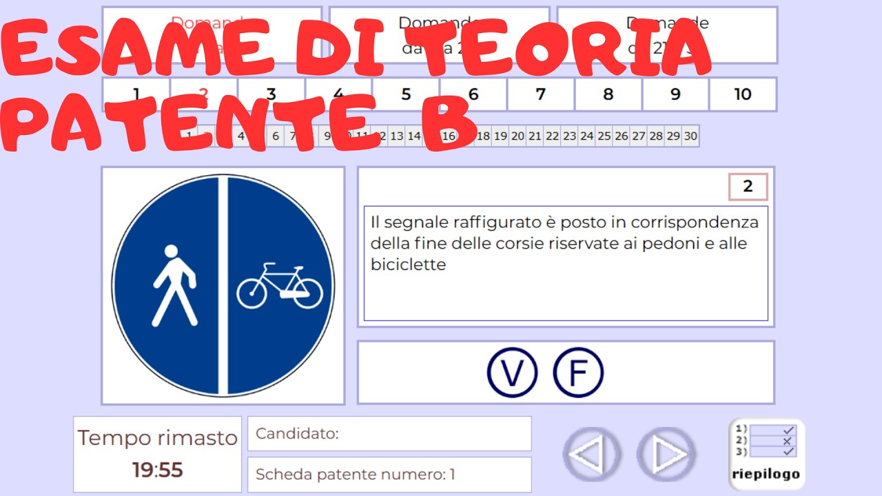 Patente B  Simulazione esame scheda 1