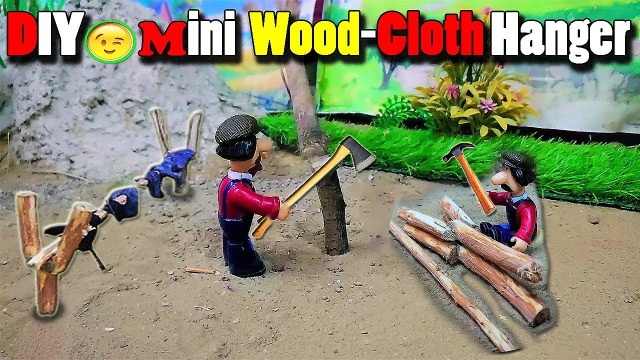 DIY😚Mini Wood Cloth Hanger Animal farm house project @sanocreator 
