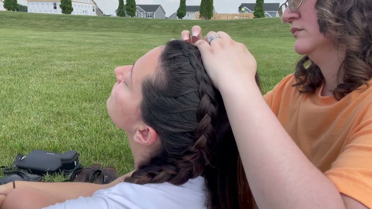 Braiding My Sister's Hair at The Park 🎀 | Real Person ASMR | No Talking