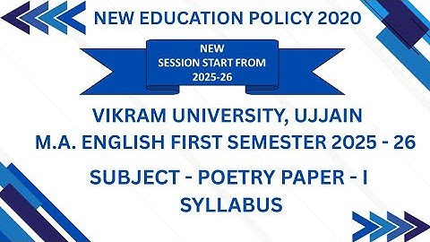 Vikram University Ujjain M.A. English Literature 1st Semester Subject– Poetry Syllabus #Viralvideo