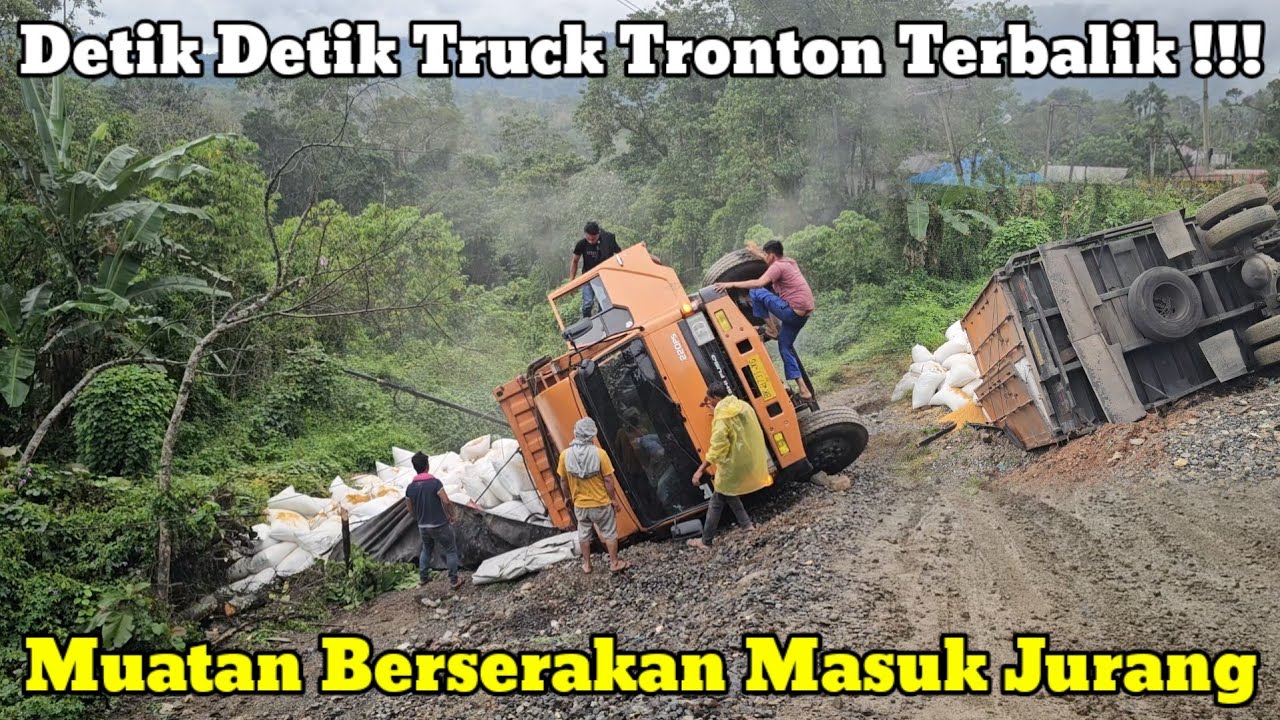 Секунды опрокидывания грузовика «Тронтон» || Груз разбросан в ущелье в Бату-Джомбе