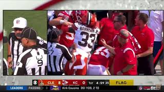 Browns Safety Ronnie Harrison pushes Chiefs coach & gets EJECTED. #NFL