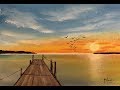 #275 how to paint a sunset jetty scene