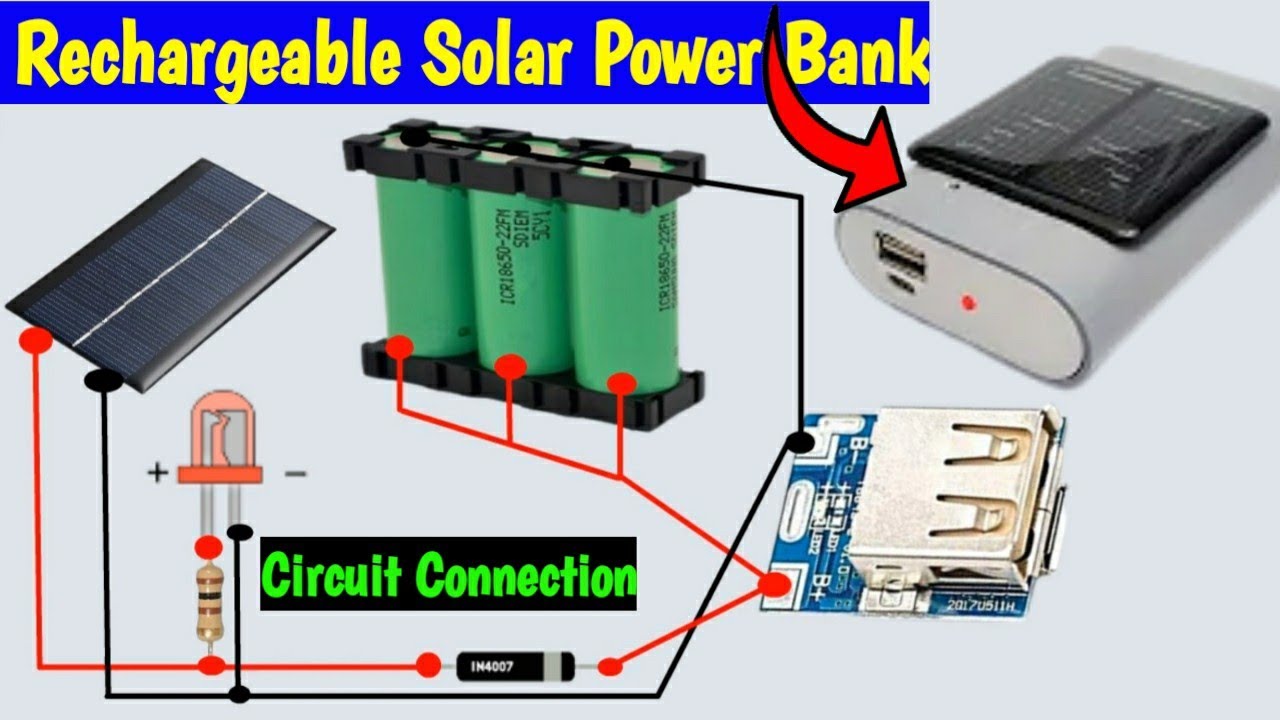 How to Make Rechargeable Solar Power Bank Circuit Connection || Power Bank Circuit Diagram - YouTube