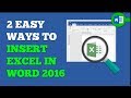 How To Insert Excel Into Word | 2 Easy Ways To Link Or Attach An Excel Worksheet To A Word 2016 Doc