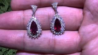 5.28 Carat Natural Unheated Untreated Red Ruby 14K Gold 4.78 Grams and Diamond Earrings