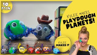 Kylee Makes Playdough Planets | Funny Planet Stop-Motion & How to Make Planets out of Clay or Dough