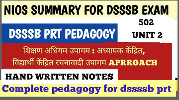 Dsssb Pedagogy॥Nios Summary for Dsssb Prt2023॥dsssb cdp॥Handwritten Nios notes॥Dsssb Prt 2023 Unit-2