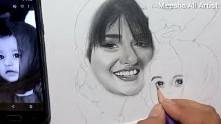 Speed Drawing  of Sarah Khan, Falak Shabbir and Alyana Falak |Family Drawing |Meesha.Ali