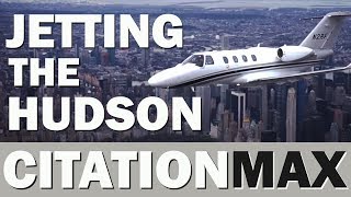 The New York City Skyline From a Jet - Flying Down the Hudson in a Citation M2