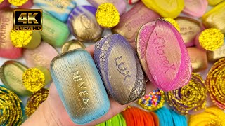 [ASMR] CRUSHING SOAP FORMS WITH GLITTER★ Hand crush soap stripes★(4K)